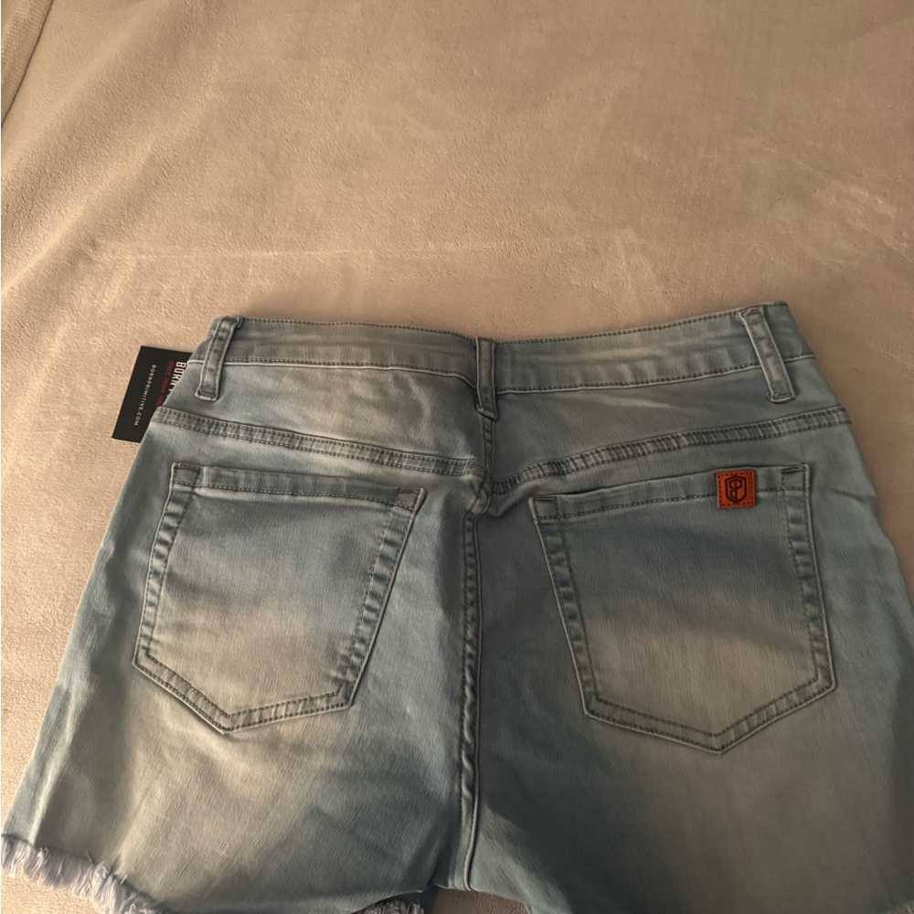 Primitive Light Wash Frayed Hem Stretchy Denim Shorts - Picture 2 of 5